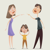Child in between quarreling parents